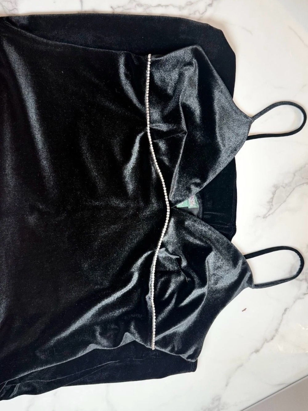 wild fable Black Velvet Rhinestone-Trim Slip Top